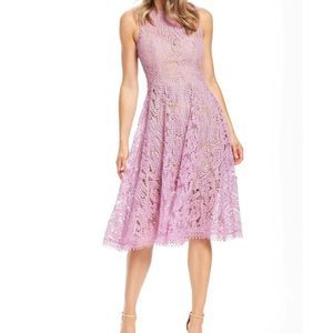 Dress The Population Shane Dress Lavendar Nude Crochet Detail Women's Size XL